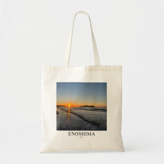 Enoshima Sunrise Watercolor Travel Poster Tote Bag (Voorkant)