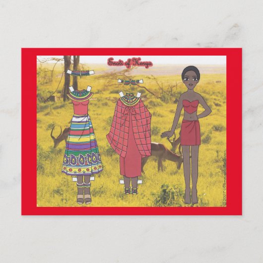 Enoti of Kenya Paper Doll Briefkaart (Voorkant)