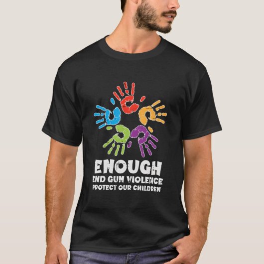 Enough End Gun Violence Protect Our Children Orang T-shirt (Voorkant)