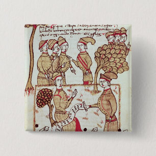 Enquête met zijn werknemers vierkante button 5,1 cm