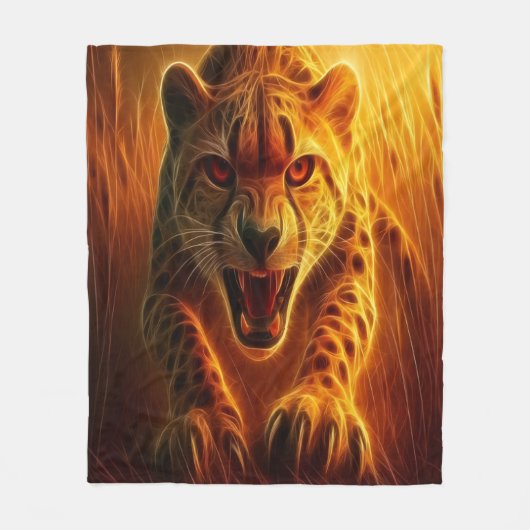 Enraged Cheetah Fleece Deken (Voorkant)