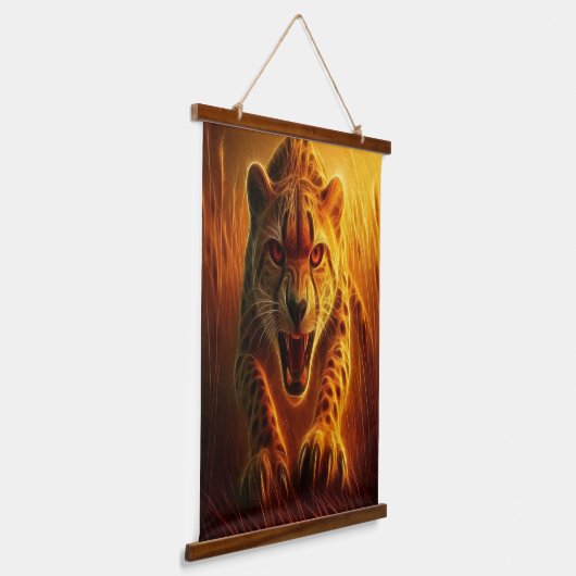 Enraged Cheetah Hangend Wandkleed (Gebogen)