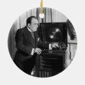 Enrico Caruso met een Victrola Brand Phonograph Keramisch Ornament (Achterkant)