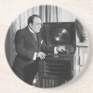 Enrico Caruso met een Victrola Brand Phonograph Zandsteen Onderzetter