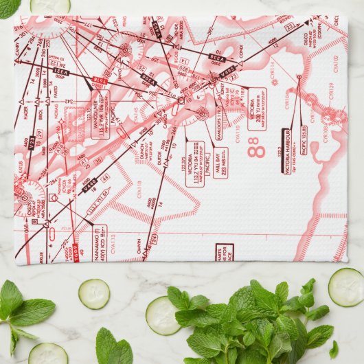 Enroute Lage Hoogtekaart Theedoek (Gevouwen)