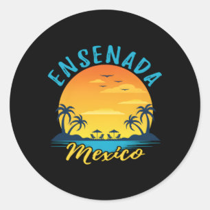 Ensenada Mexico Palmbomen Sinaasappel Ronde Sticker