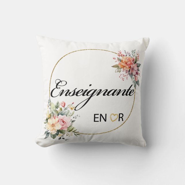 Ensignante Bloemen Waterverf Kussen (Voorkant)