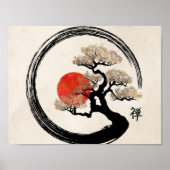 Enso Circle and Bonsai Tree on Canvas Poster (Voorkant)