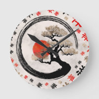 Enso Circle Bonsai Tree op Zen Symbol patroon