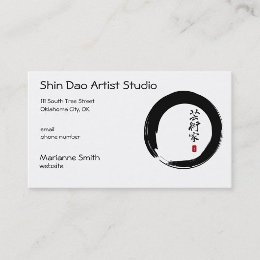 Enso Circle en Artiest Calligrafie Visitekaartje (Voorkant)