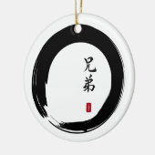 Enso Circle en Brother Calligrafie Keramisch Ornament (Links)
