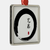 Enso Circle en Brother Calligrafie Metalen Ornament (Rechts)
