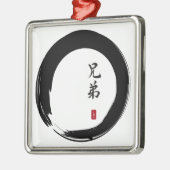 Enso Circle en Brother Calligrafie Metalen Ornament (Links)