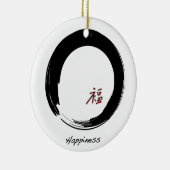 Enso Circle met Gelukkig kerstversiering Keramisch Ornament (Rechts)