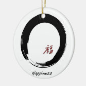 Enso Circle met Gelukkig kerstversiering Keramisch Ornament (Links)