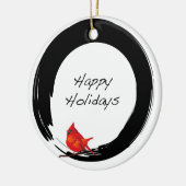 Enso Cirkel met rode kardinaal Keramisch Ornament (Links)