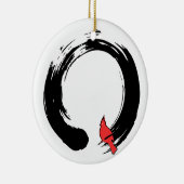Enso Cirkel met rode kardinaal Keramisch Ornament (Rechts)