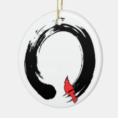 Enso Cirkel met rode kardinaal Keramisch Ornament (Links)