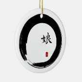 Enso Cirkel met Symbool voor Dochter Keramisch Ornament (Rechts)