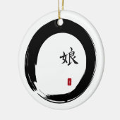 Enso Cirkel met Symbool voor Dochter Keramisch Ornament (Links)