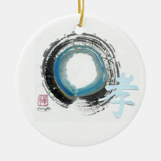 Enso met Kanji karakter voor Veiligheid Keramisch Ornament (Voorkant)