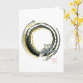 Enso met PAX, sumi-E Kaart (Gele Bloem)