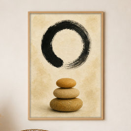 Enso Over Stones Gouache Boho Kunstposter Poster