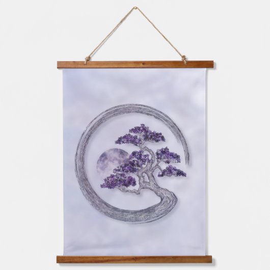 Enso Zen Circle Amethyst Bonsai boom Hangend Wandkleed (Voorkant)
