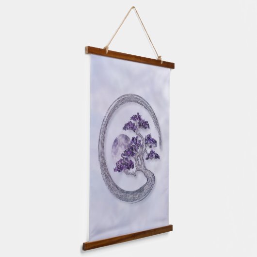 Enso Zen Circle Amethyst Bonsai boom Hangend Wandkleed (Gebogen)