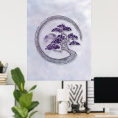 Enso Zen Circle Amethyst Bonsai boom Poster (Thuiskantoor)