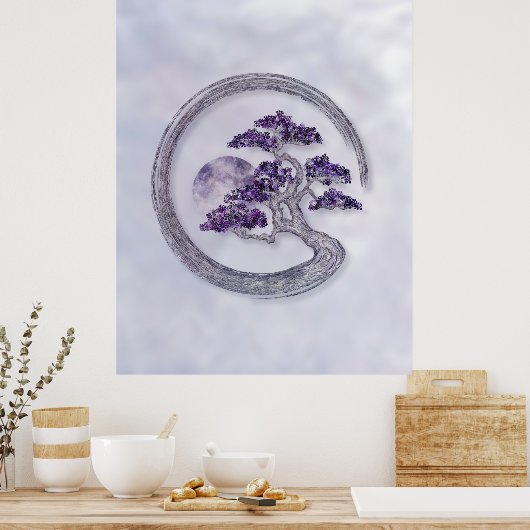 Enso Zen Circle Amethyst Bonsai boom Poster (Keuken)