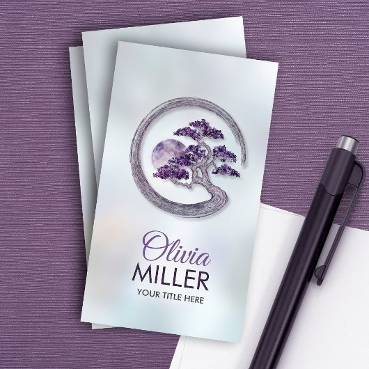Enso Zen Circle Amethyst Bonsai boom Visitekaartje
