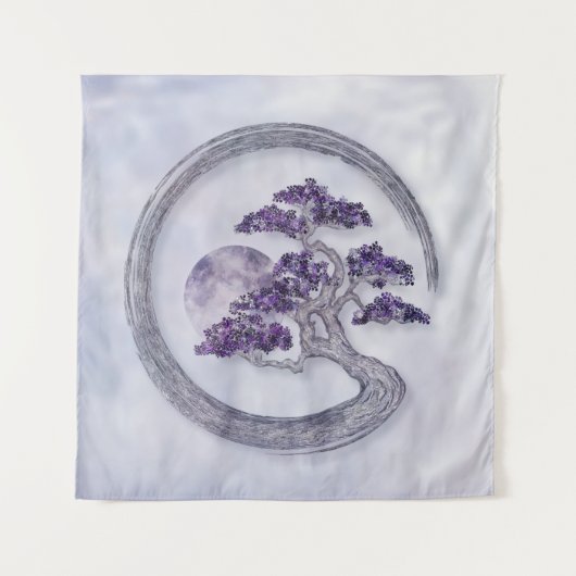 Enso Zen Circle Amethyst Bonsai boom Wandkleed (Voorkant)
