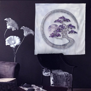 Enso Zen Circle Amethyst Bonsai boom Wandkleed