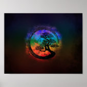 Enso Zen Circle and Bonsai Tree Nebula Poster (Voorkant)