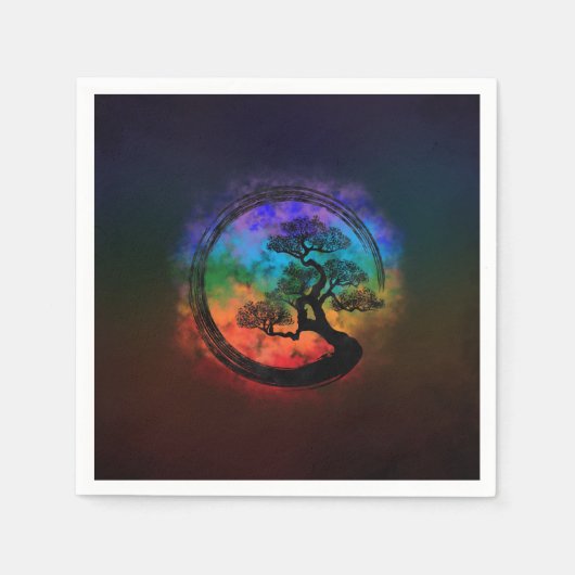 Enso Zen Circle and Bonsai Tree Nebula Servet (Voorkant)