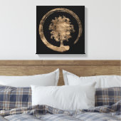 Enso Zen Circle and Tree - Gold op zwart Canvas Afdruk (Insitu (Slaapkamer))