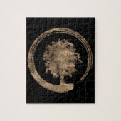 Enso Zen Circle and Tree - Gold op zwart Legpuzzel (Verticaal)