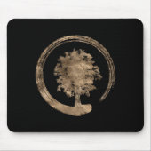 Enso Zen Circle and Tree - Gold op zwart Muismat (Voorkant)