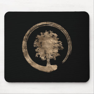Enso Zen Circle and Tree - Gold op zwart Muismat