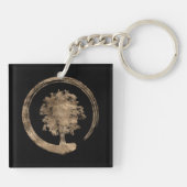 Enso Zen Circle and Tree - Gold op zwart Sleutelhanger (Achterkant)