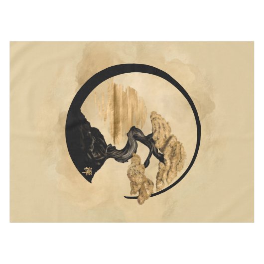 Enso Zen Circle Bonsai - Golden Sunrise Tafelkleed (Voorkant (Horizontaal))