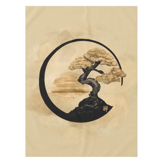 Enso Zen Circle Bonsai - Golden Sunrise Tafelkleed (Voorkant)