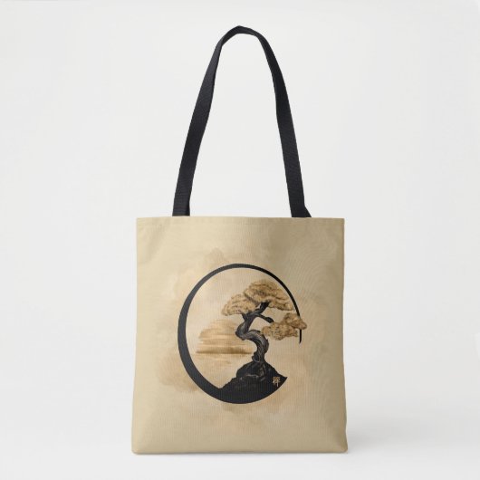 Enso Zen Circle Bonsai - Golden Sunrise Tote Bag (Voorkant)