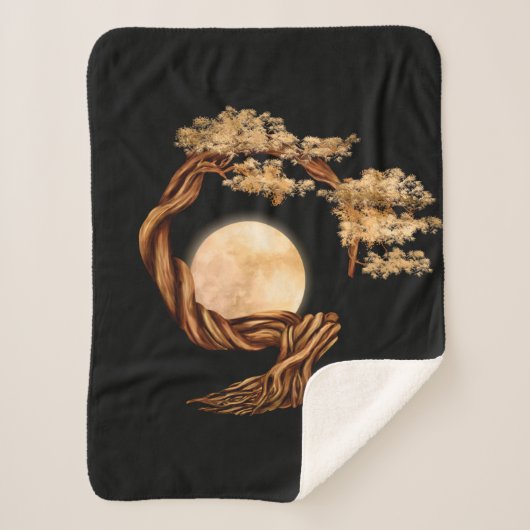 Enso Zen Circle Bonsai Tree Sherpa Deken (Voorkant)