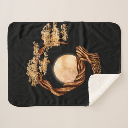 Enso Zen Circle Bonsai Tree Sherpa Deken (Voorkant (horizontaal))