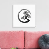 Enso Zen Circle en Bonsai Tree Canvas Afdruk (Insitu (Woonkamer))