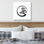 Enso Zen Circle en Bonsai Tree Canvas Afdruk (Insitu (Slaapkamer))