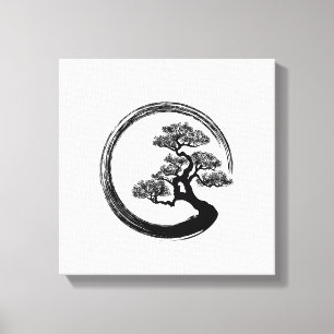 Enso Zen Circle en Bonsai Tree Canvas Afdruk
