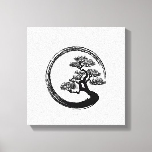 Enso Zen Circle en Bonsai Tree Canvas Afdruk (Voorkant)